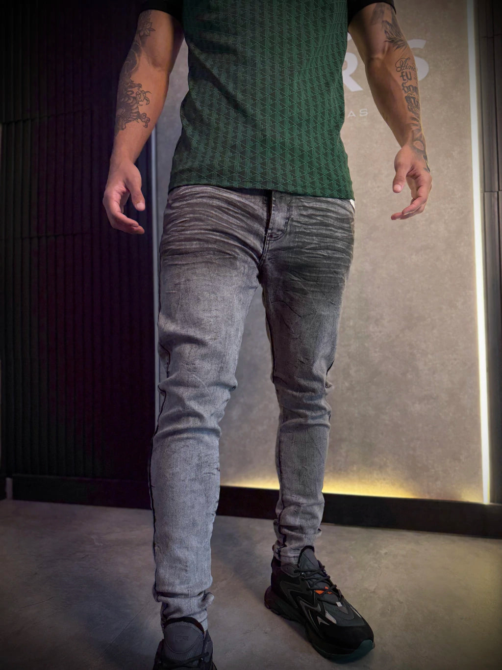 Calça Jeans Titular - Preta com Cinza