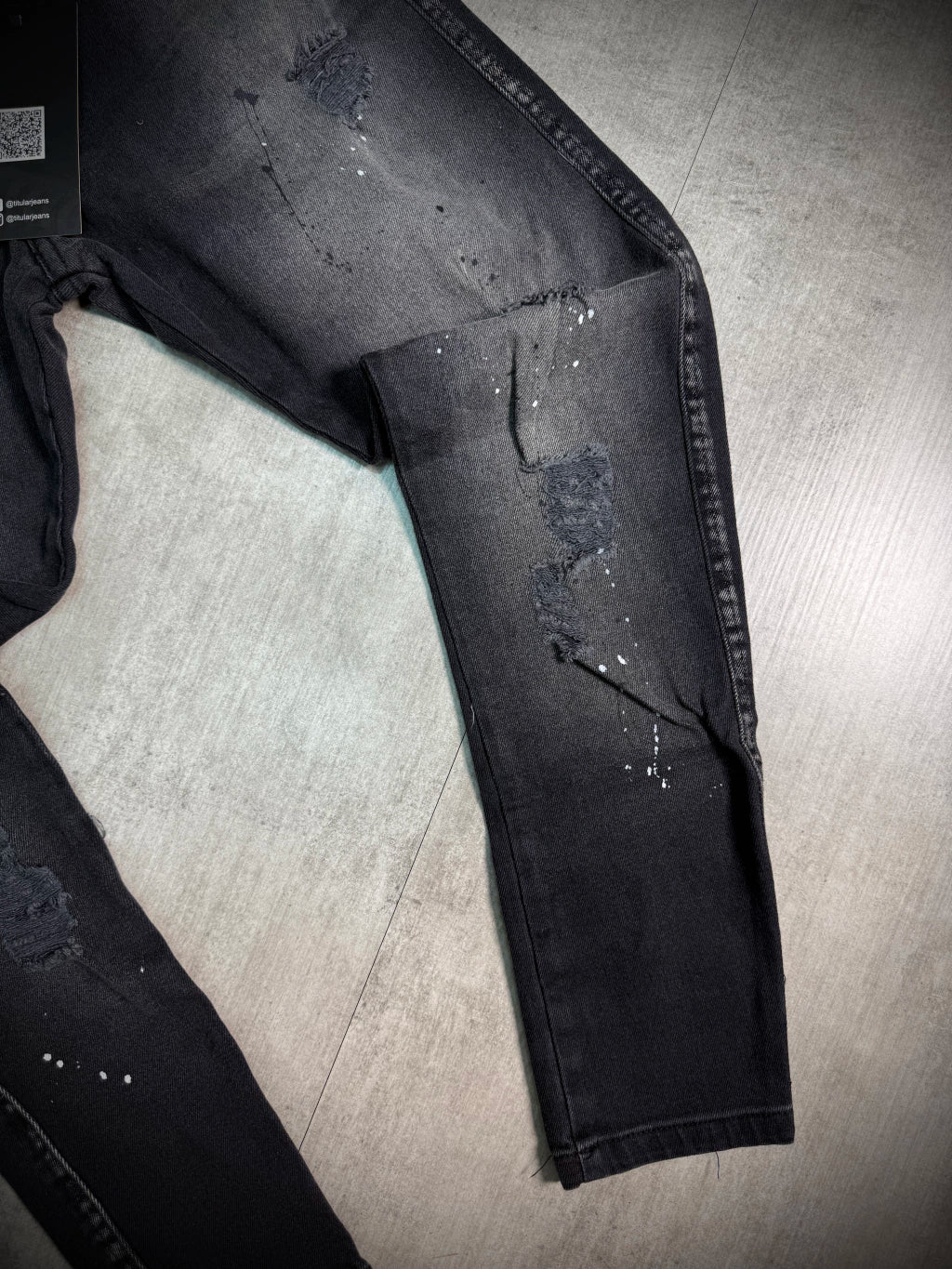 Calça Jeans Titular | Splash - Preto Acinzentado (RASGOS ALL BLACK)