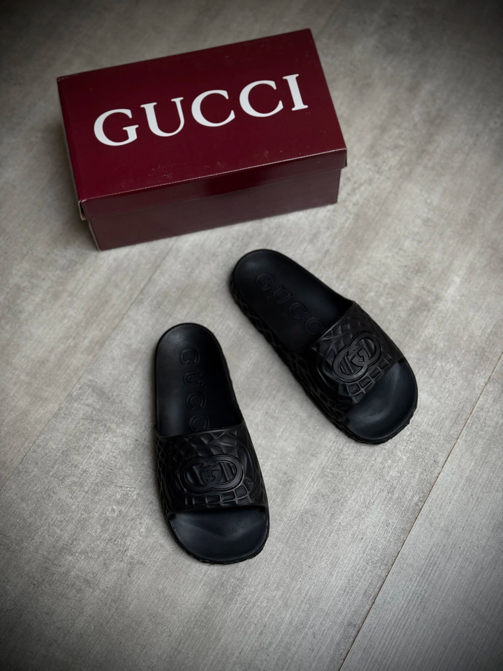 Slide Importada GUCCI | All Black Confort GG - Preto