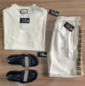Conjunto de Grife Gucci Branco [CAMISA + BERMUDA + SANDÁLIA]