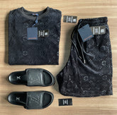 Conjunto de Grife LV Preto [CAMISA + BERMUDA + SANDÁLIA]