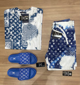 Conjunto de Grife LV Azul [CAMISA + BERMUDA + SANDÁLIA]