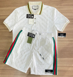 Conjunto de Grife Gucci Branco [CAMISA + BERMUDA + SANDÁLIA]