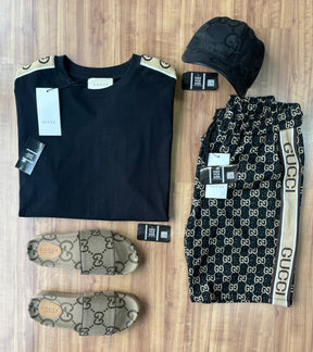 Conjunto de Grife Gucci [CAMISA + BERMUDA + SANDÁLIA + BONÉ]