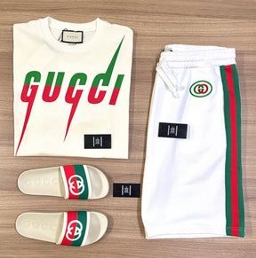 Conjunto de Grife Gucci [CAMISA + BERMUDA + SANDÁLIA]