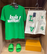 Conjunto de Grife LV Verde [CAMISA + BERMUDA + SANDÁLIA]