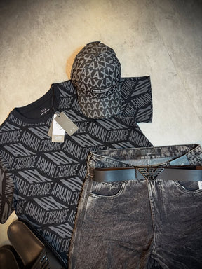 Conjunto A|X  Ref 0796 [CAMISA + BERMUDA + SANDÁLIA+ BONÉ]