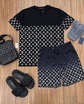 Conjunto de Grife Lv Black Ref 1293  [CAMISA + BERMUDA + SANDÁLIA+Bag)