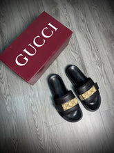 Slide Importada GUCCI | Faixa Bege GG - PRETO