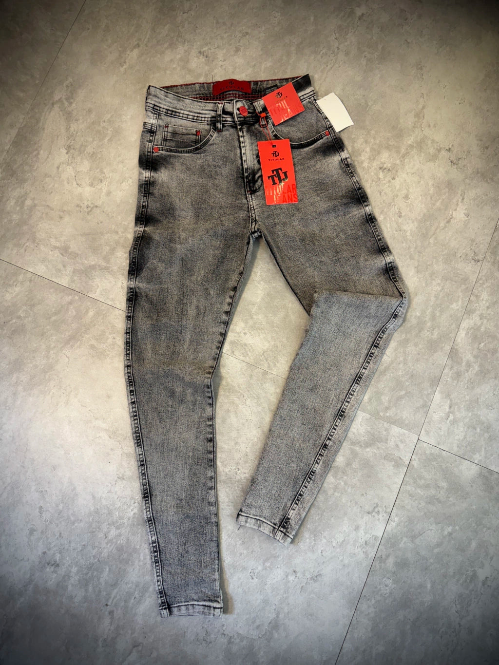 Calça Jeans Titular - Jeans Misto Cinza Liso