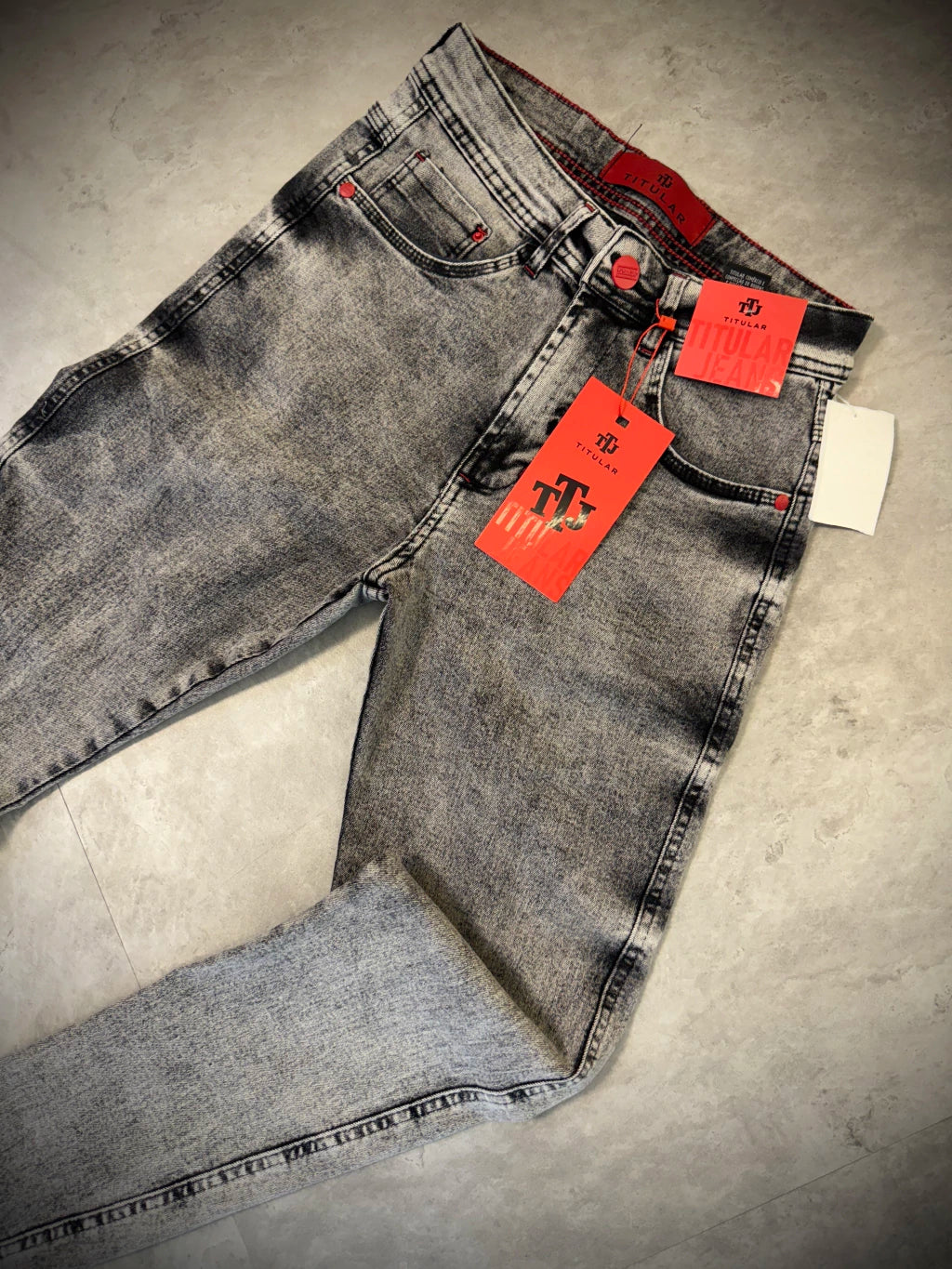 Calça Jeans Titular - Jeans Misto Cinza Liso