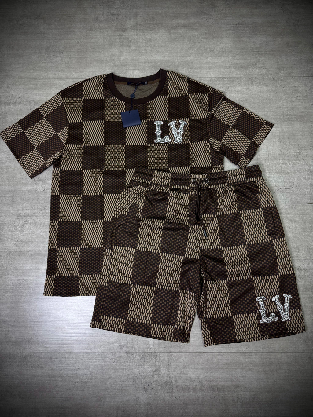 Conjunto LV Importado Premium | Marrom - Xadrez