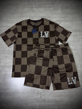 Conjunto LV Importado Premium | Marrom - Xadrez