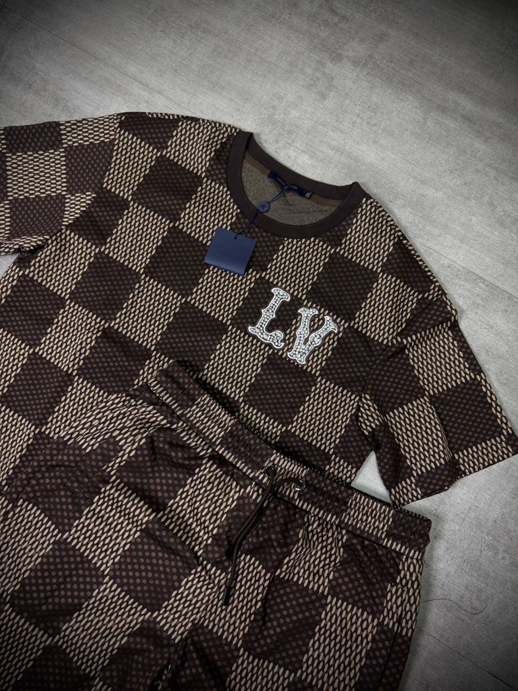 Conjunto LV Importado Premium | Marrom - Xadrez