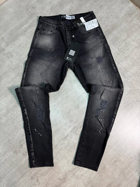 Calça Jeans Titular | Splash - Preto Acinzentado (RASGOS ALL BLACK)