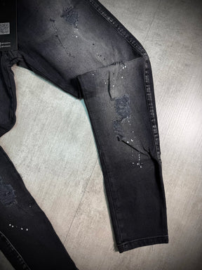 Calça Jeans Titular | Splash - Preto Acinzentado (RASGOS ALL BLACK)