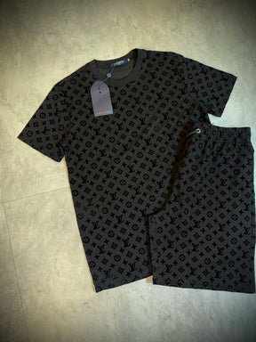 Conjunto LV Camurça - Camiseta + Short - Importado Premium - Preto