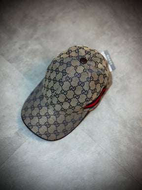 Boné Gucci Tradicional - Fita lateral Azul Marinho|Vermelho (Cinza)