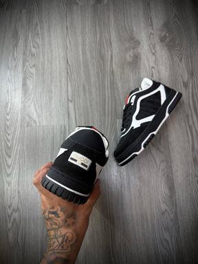 Tênis Importado Gucci | Monograma - Detalhe Listra Vermelha e Verde - PRETO