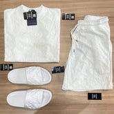 Conjunto de Grife  LV White Ref 1095 [CAMISA + BERMUDA + SANDÁLIA]