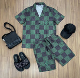 Conjunto de Grife  LV Ref 1090 [CAMISA + BERMUDA + SANDÁLIA]